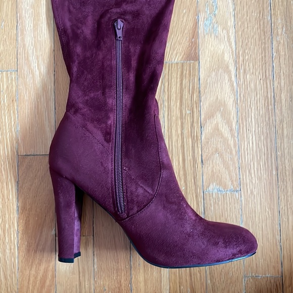 Over the knee burgundy high heel boots - Picture 7 of 10